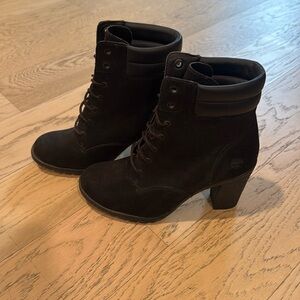 Timberland Women's Tillston 6 Inch Double Collar Boot Black Nubuck